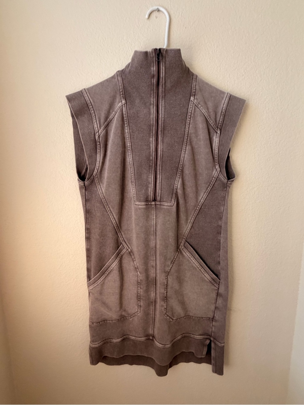 Daily Practice by Anthropologie Meru Zip-Front Mini Dress size XXS - Taupe - Picture 3 of 6